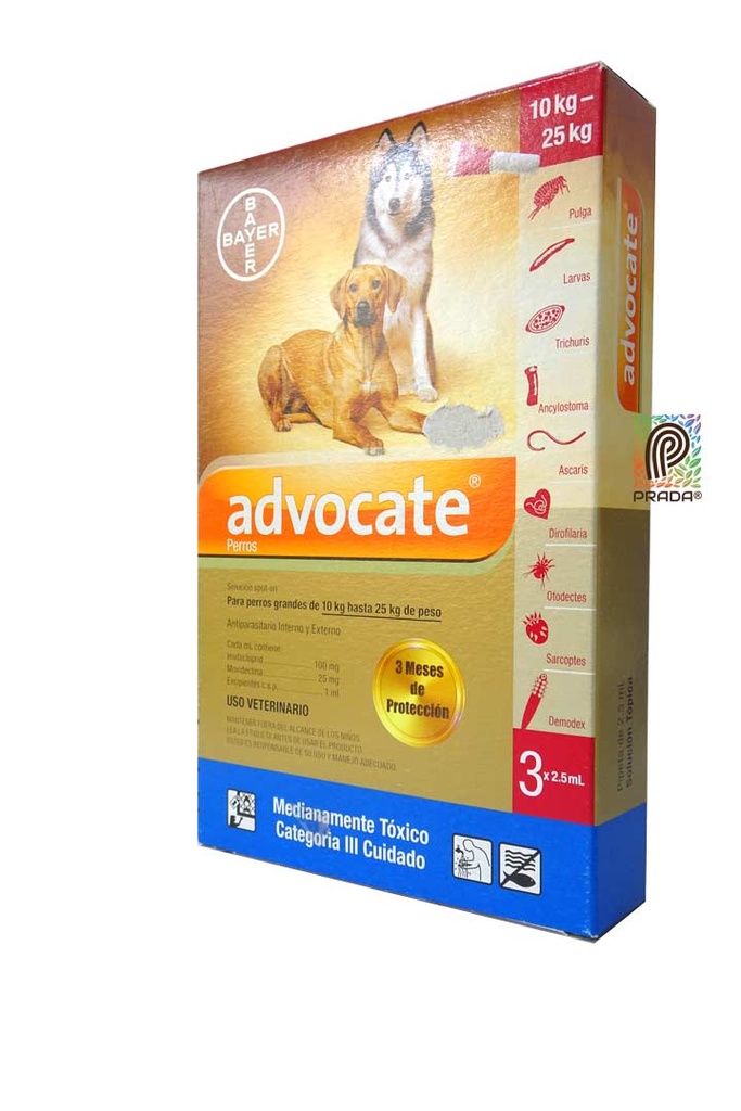 ADVOCATE PERROS 10-25 KG X 3 UND