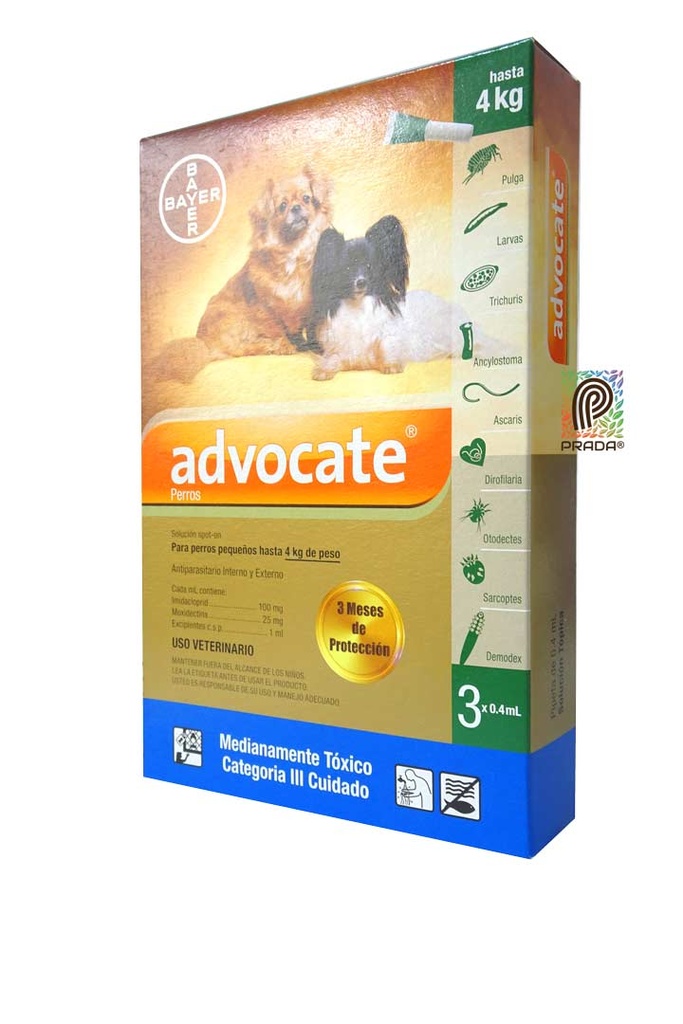 ADVOCATE PERROS HASTA 4 KG X 3 UNID