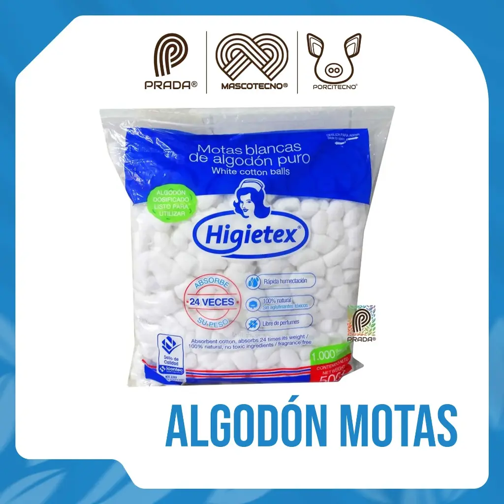 ALGODÓN MOTAS BLANCAS X 500 GR