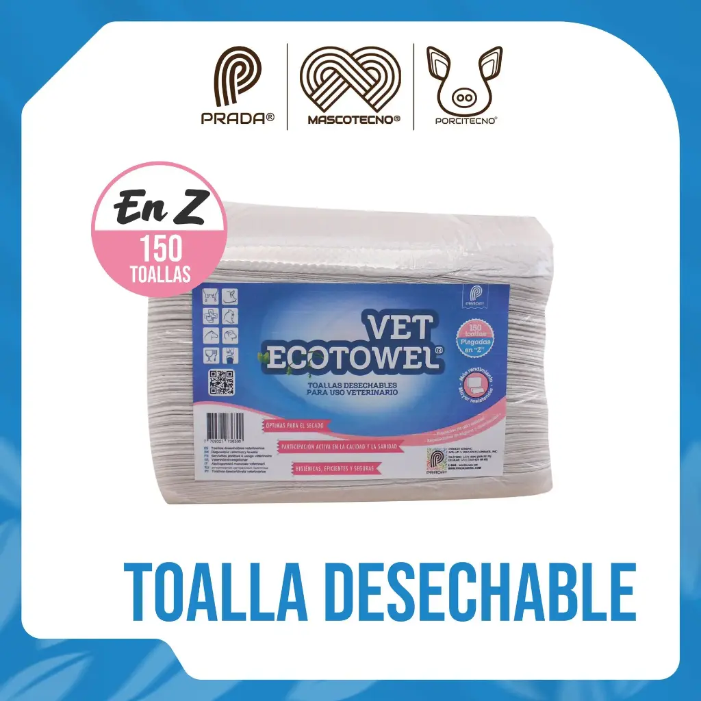 TOALLA VETERINARIA DESECHABLE “EN Z” VET ECOTOWEL 150 UND