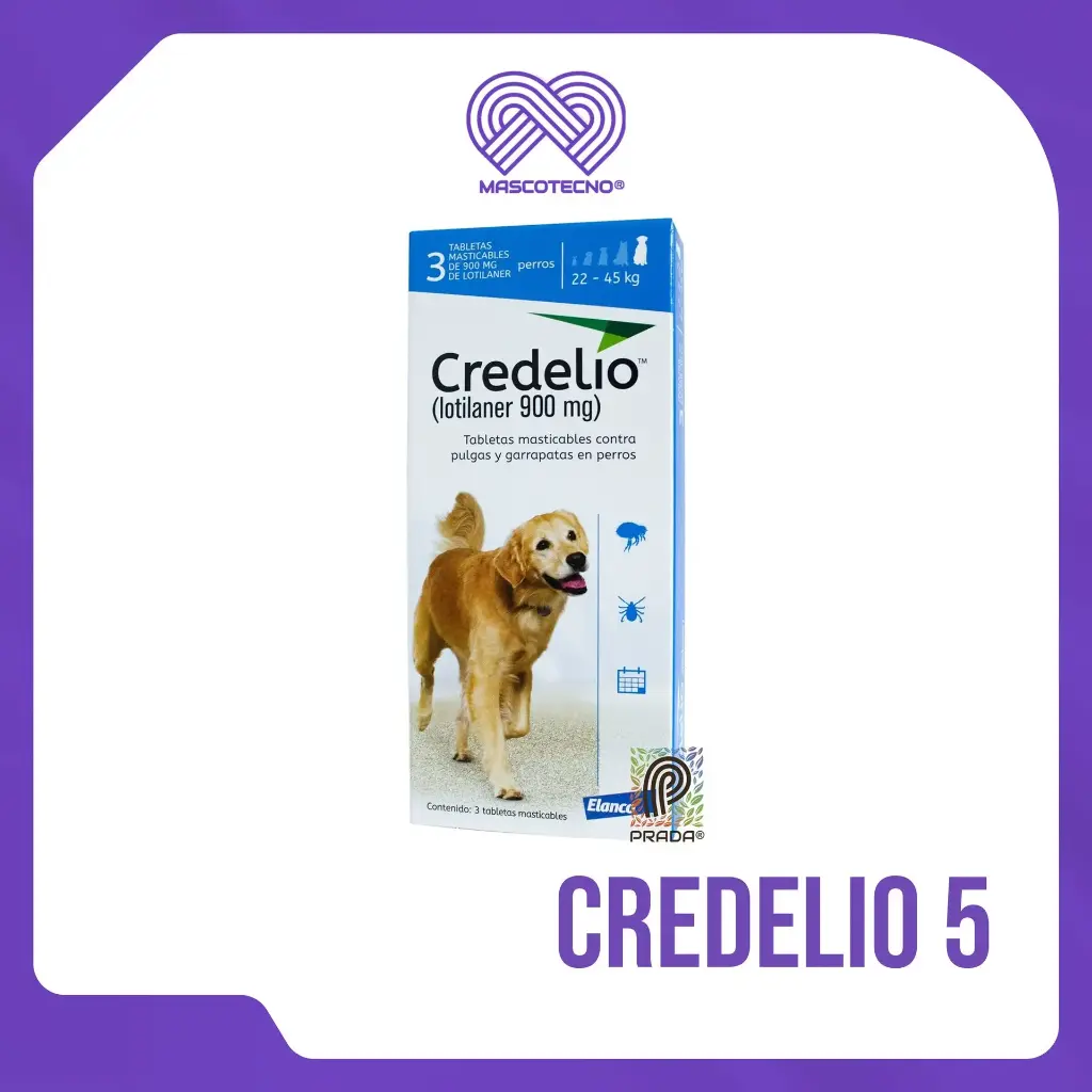[7-0308-0365] CREDELIO 5 (22-45 KG) (AZUL) X 3 TABLETAS