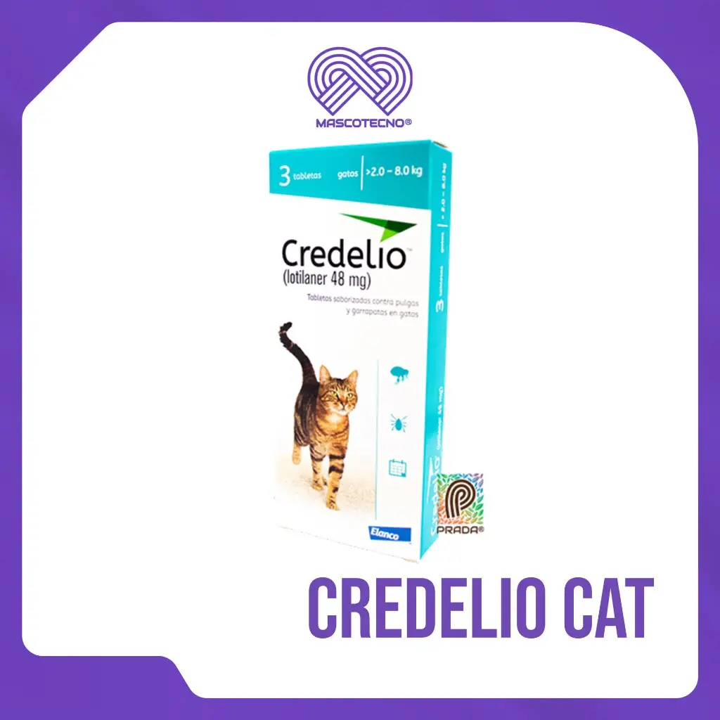 [7-0308-0849] CREDELIO CAT ORAL 2 a 8 Kg 48 Mg Caja x 3 Tab