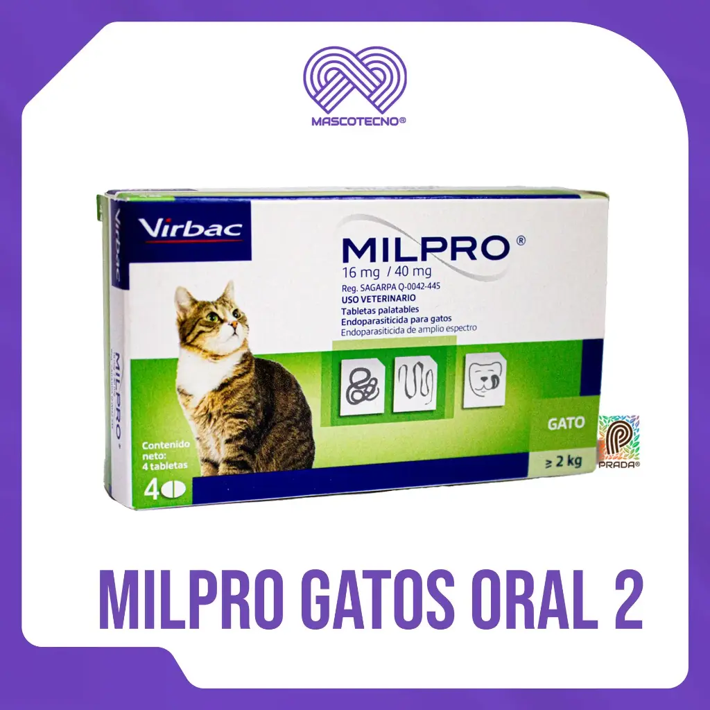 [7-0801-0879] MILPRO GATOS ORAL 2 KG CAJA x 4 TABLETAS