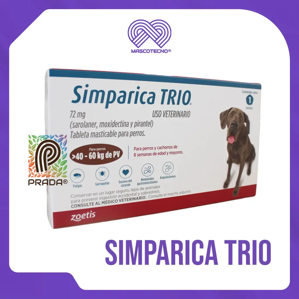 SIMPARICA TRIO CAJA X 1 TAB (40-60 KG) CAFÉ