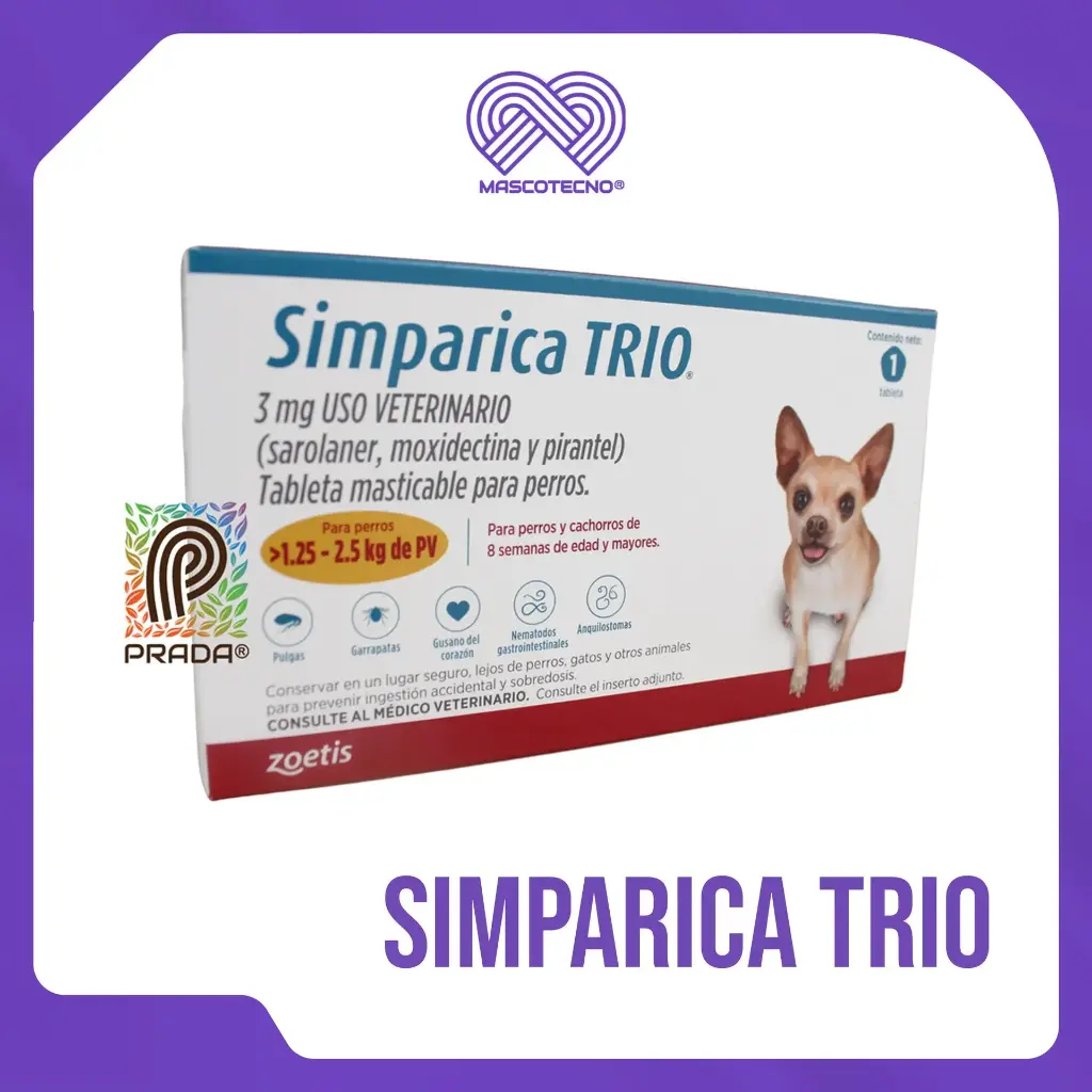 SIMPARICA TRIO 1 (1.3-2.5KG) (DORADO)