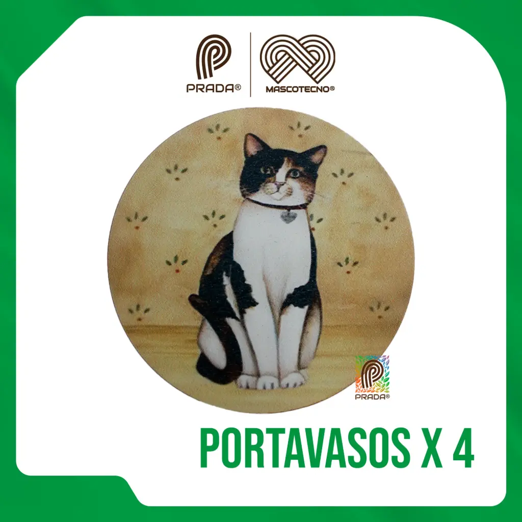 PORTA VASOS MADERA MASCOTAS X 4
