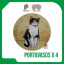 PORTA VASOS MADERA MASCOTAS X 4